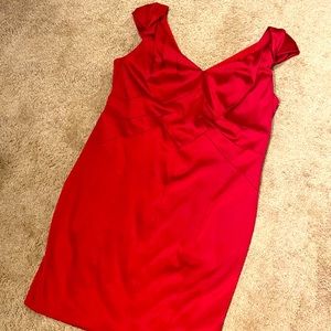 Dress barn Collection womens Sz 16 satin red pencil dress formal